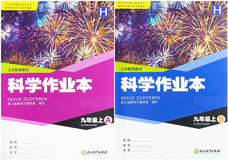 浙江教育出版社2021科學(xué)作業(yè)本九年級(jí)上冊(cè)AB本H華師版答案