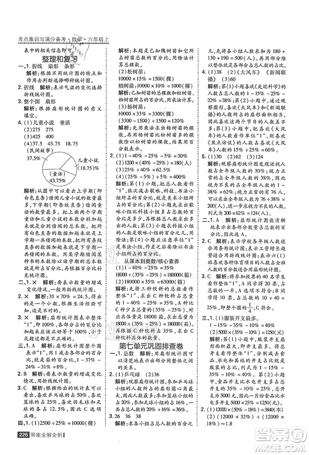 黑龍江教育出版社2021考點(diǎn)集訓(xùn)與滿分備考六年級(jí)數(shù)學(xué)上冊(cè)人教版答案