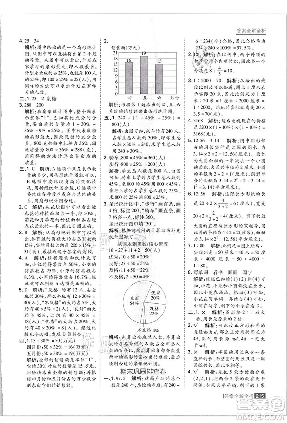 黑龍江教育出版社2021考點集訓與滿分備考六年級數學上冊JJ冀教版答案