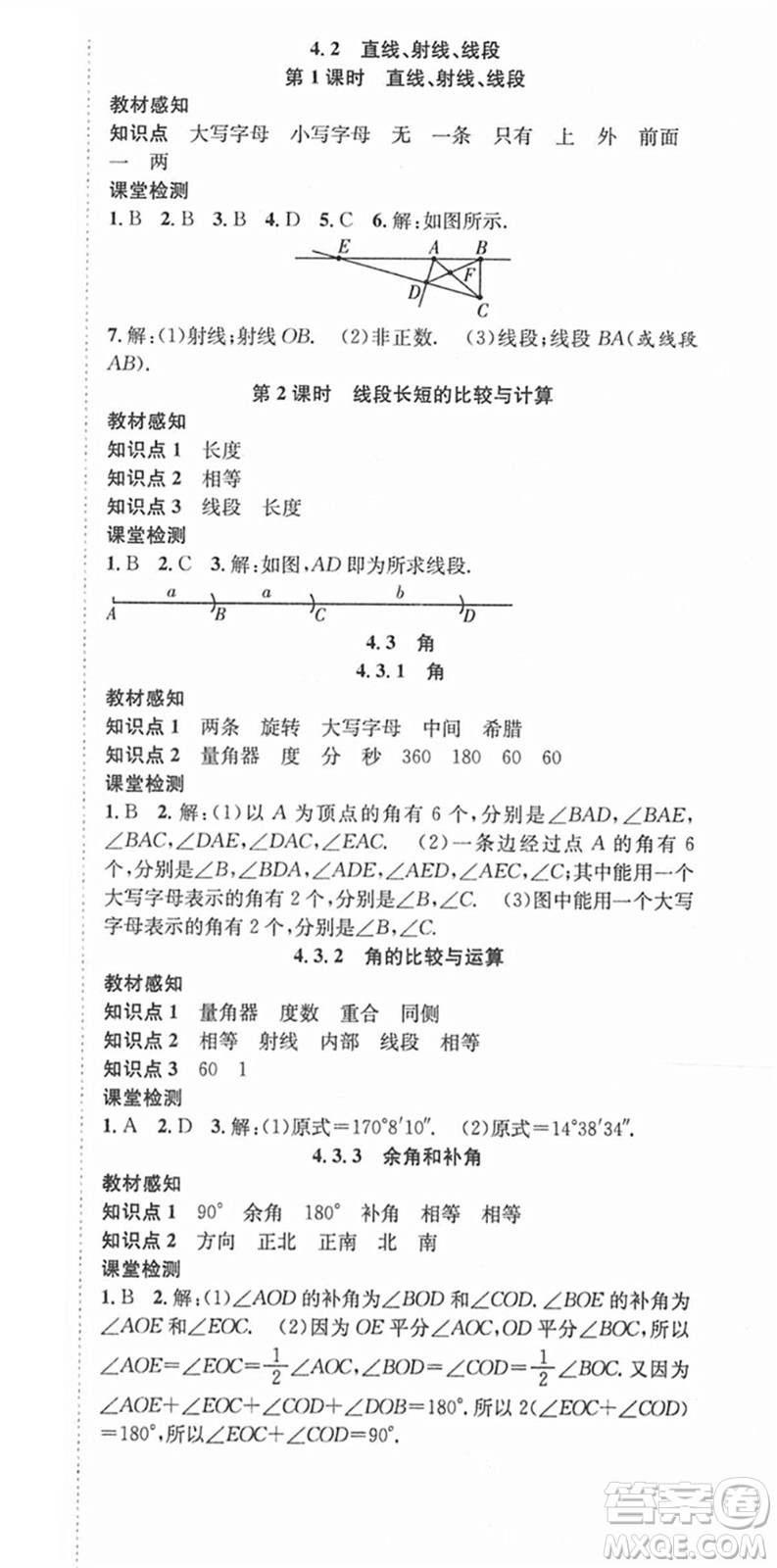 合肥工業(yè)大學(xué)出版社2021七天學(xué)案學(xué)練考七年級數(shù)學(xué)上冊RJ人教版答案