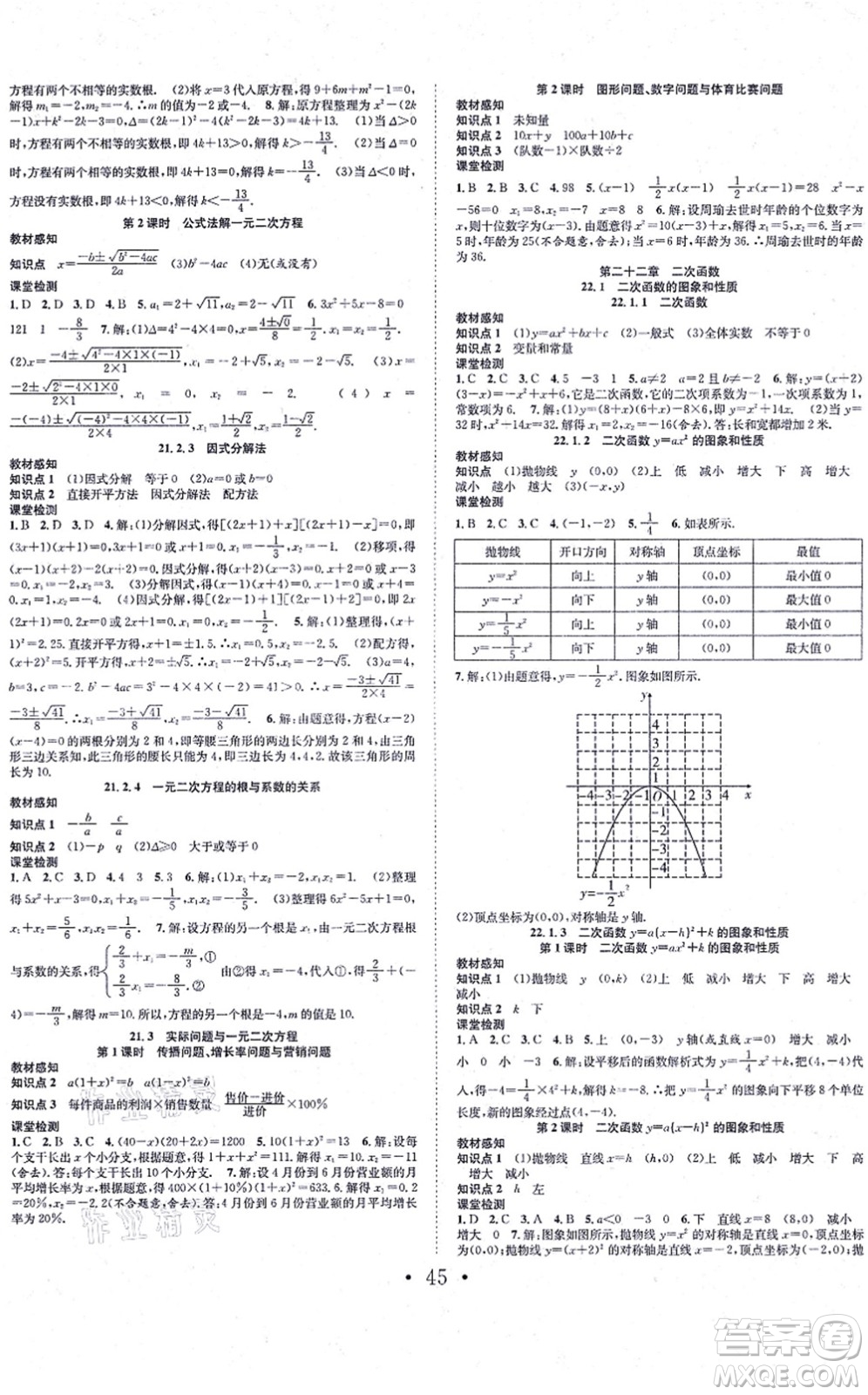 合肥工業(yè)大學(xué)出版社2021七天學(xué)案學(xué)練考九年級數(shù)學(xué)上冊RJ人教版答案