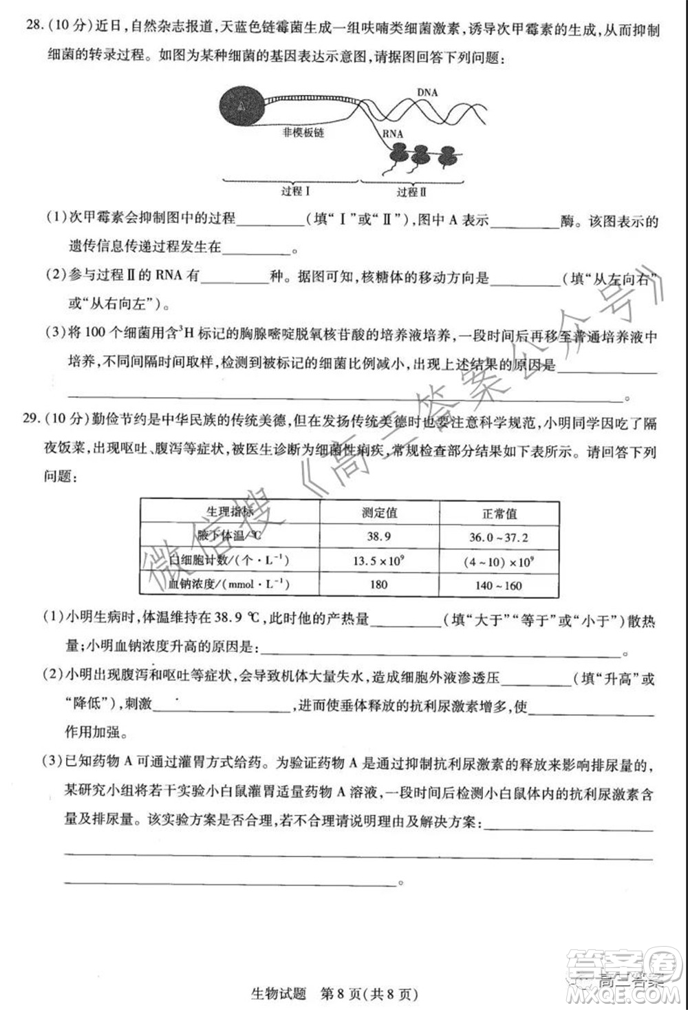 天一大聯(lián)考2021-2022學(xué)年高三年級(jí)上學(xué)期期中考試生物試題及答案