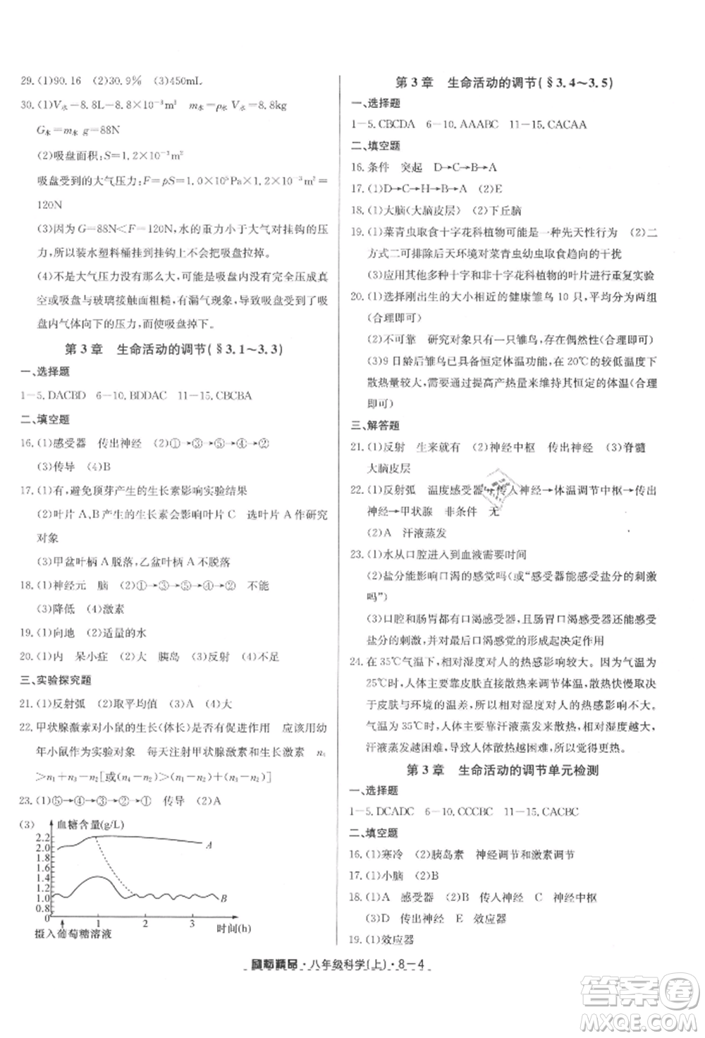 延邊人民出版社2021勵耘書業(yè)勵耘活頁八年級上冊科學浙教版參考答案