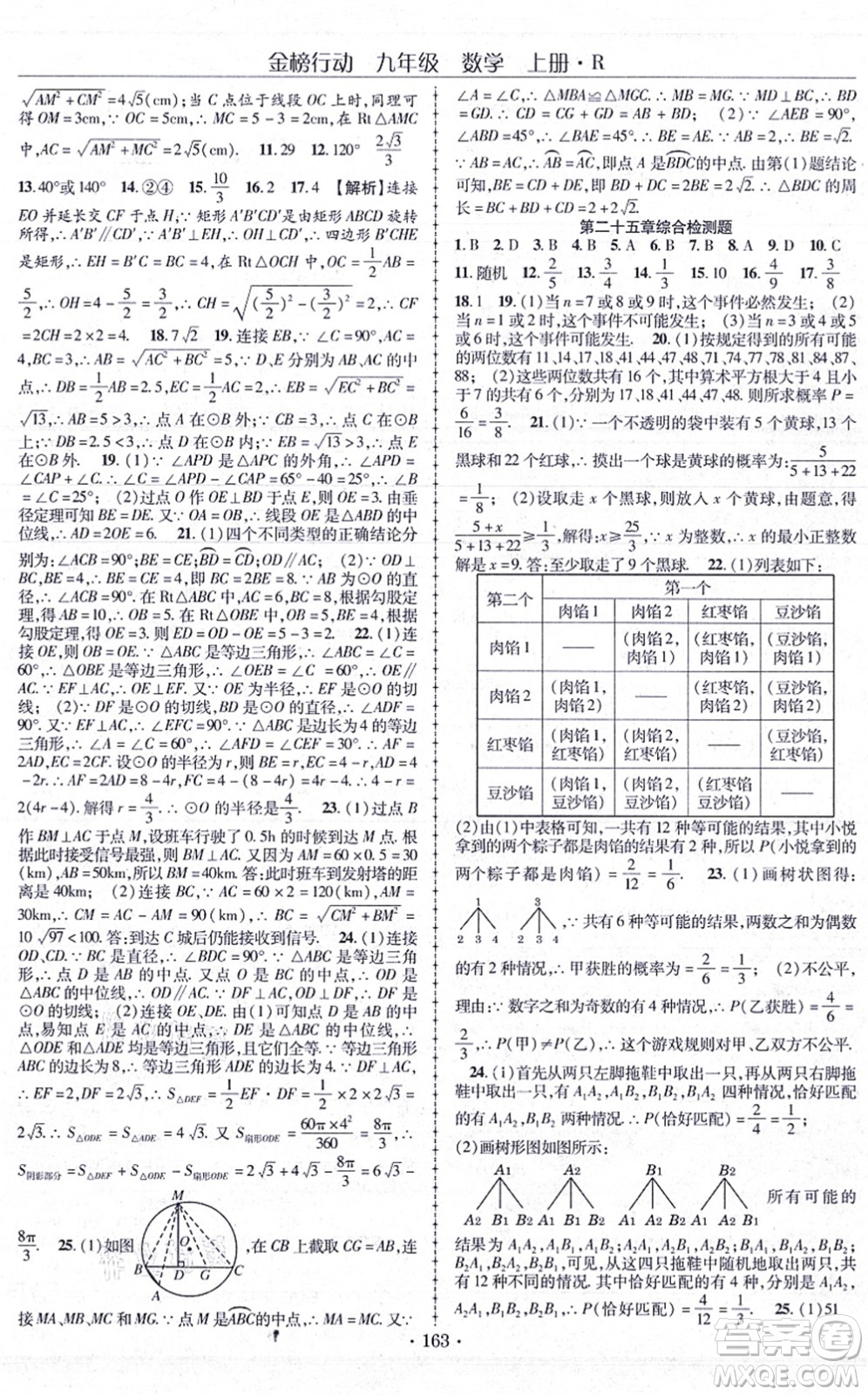 云南美術(shù)出版社2021金榜行動(dòng)課時(shí)導(dǎo)學(xué)案九年級(jí)數(shù)學(xué)上冊(cè)R人教版答案