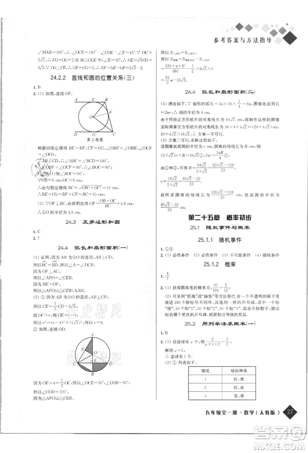 延邊人民出版社2021勵(lì)耘新培優(yōu)九年級(jí)數(shù)學(xué)人教版參考答案