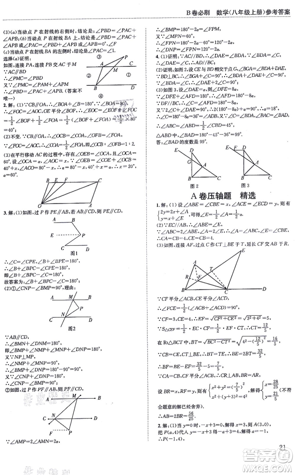 四川科學(xué)技術(shù)出版社2021秋B卷必刷八年級數(shù)學(xué)上冊BS北師版答案