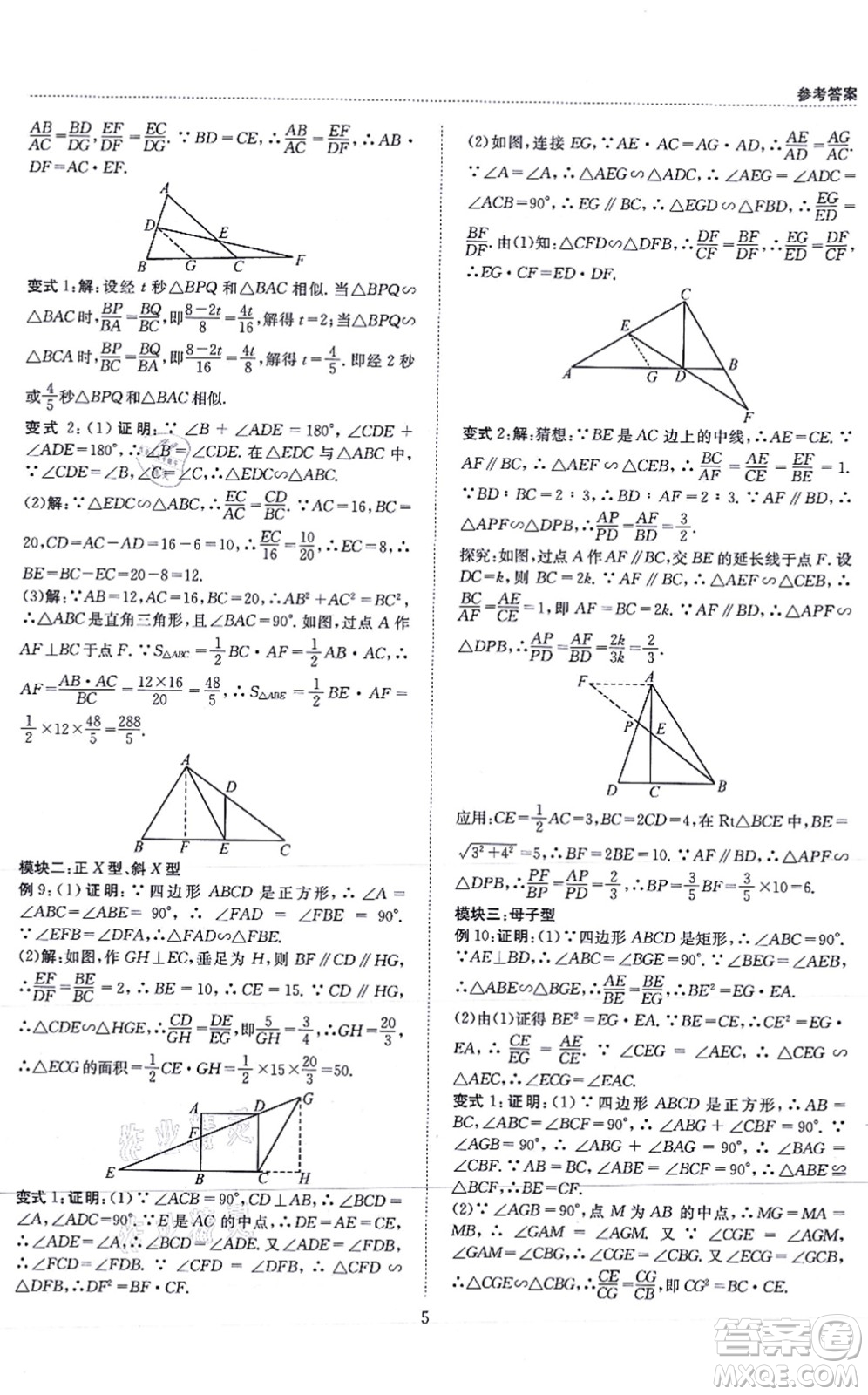 天地出版社2021秋B卷必刷九年級(jí)數(shù)學(xué)全一冊(cè)BS北師版答案