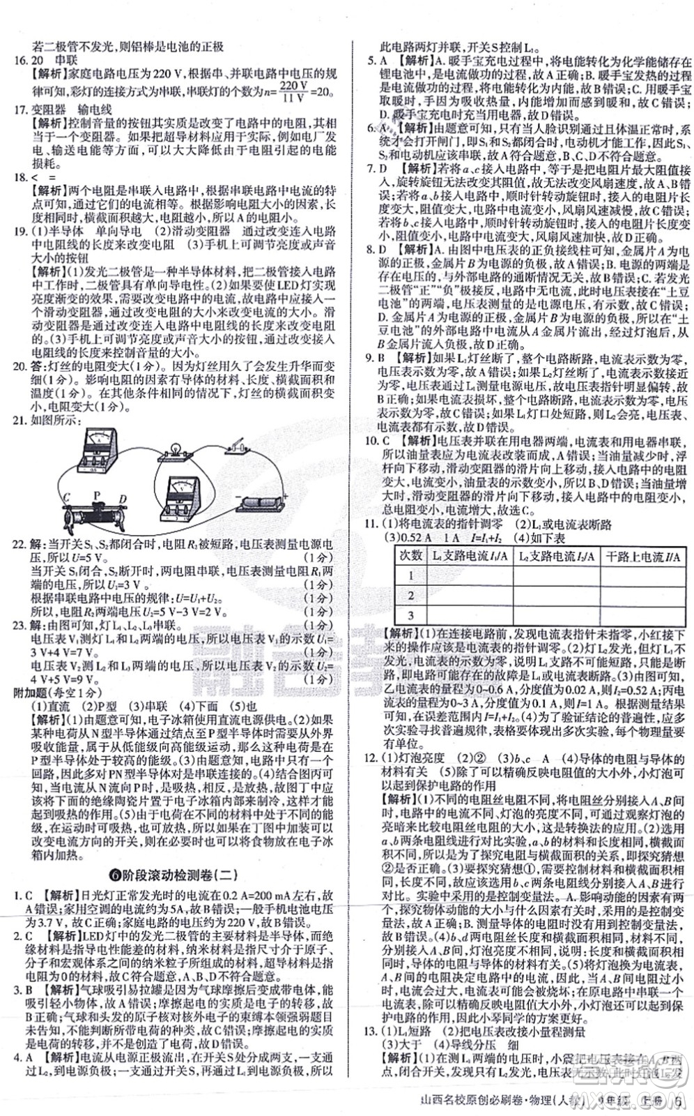 學(xué)習(xí)周報(bào)2021山西名校原創(chuàng)必刷卷九年級物理上冊人教版答案