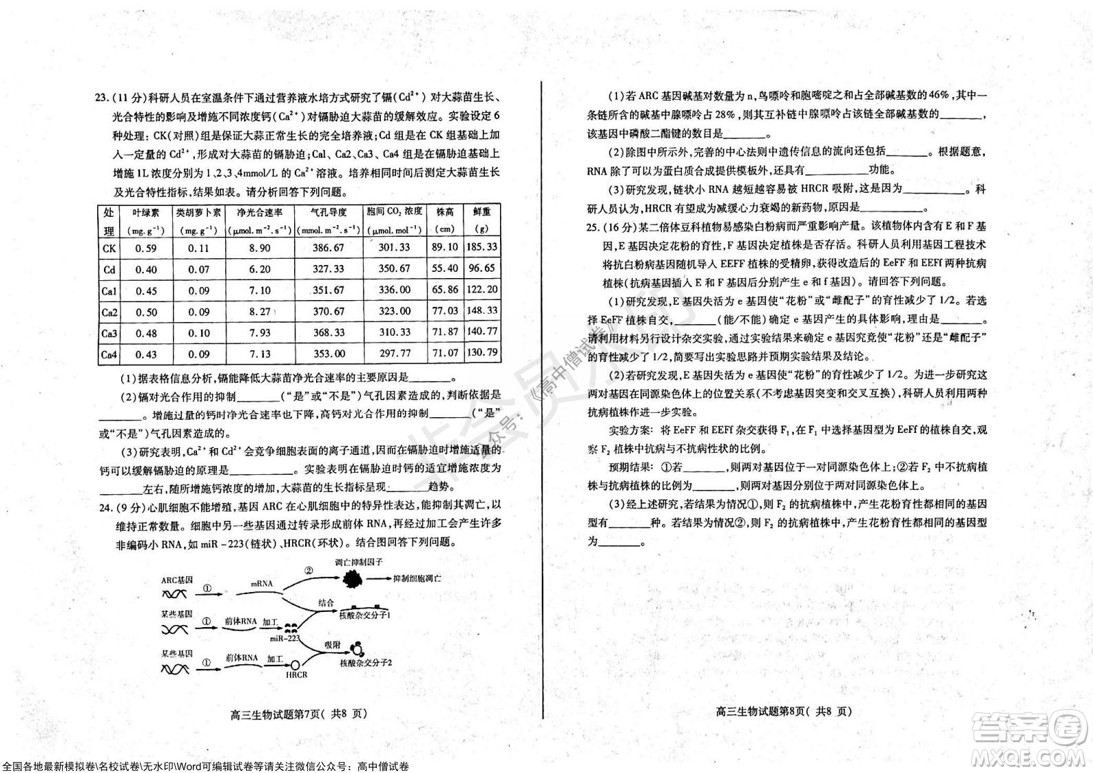 山東煙臺2021-2022學年度第一學期期中學業(yè)水平診斷高三生物試題及答案