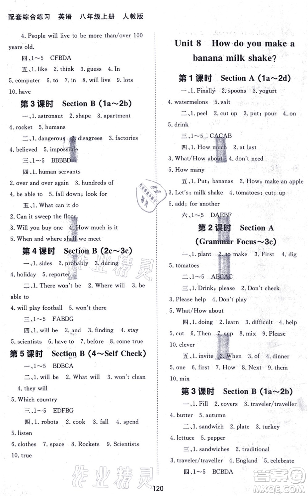 北京師范大學(xué)出版社2021英語配套綜合練習(xí)八年級上冊人教版答案