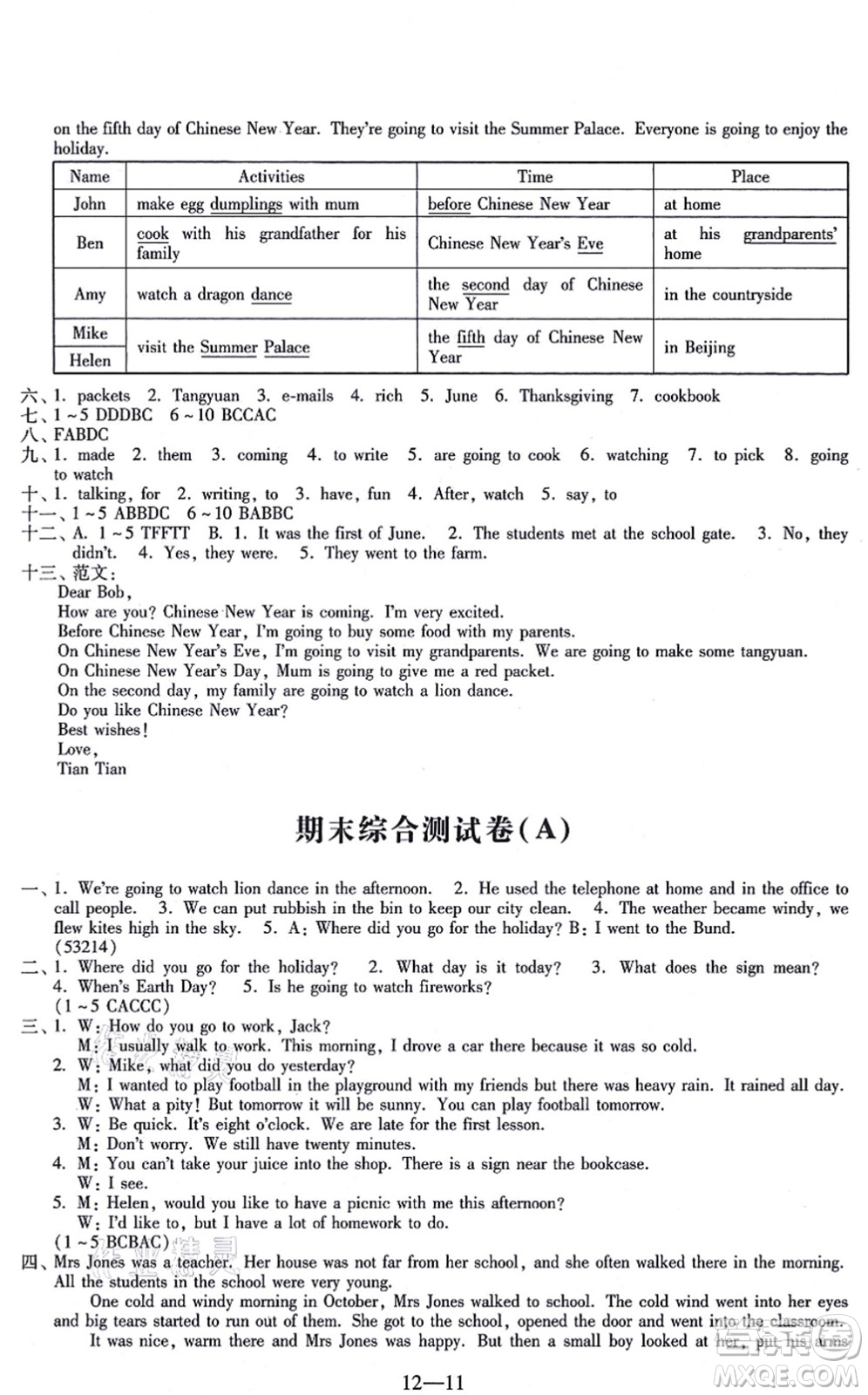 江蘇鳳凰科學(xué)技術(shù)出版社2021同步練習(xí)配套試卷六年級(jí)英語上冊(cè)人教版答案