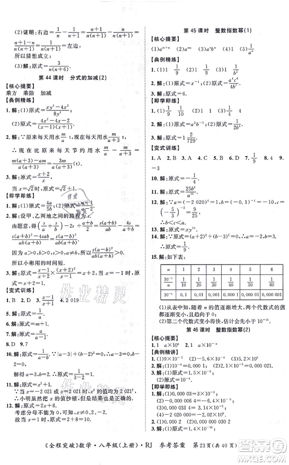 延邊大學(xué)出版社2021思而優(yōu)教育全程突破八年級(jí)數(shù)學(xué)上冊(cè)R人教版答案