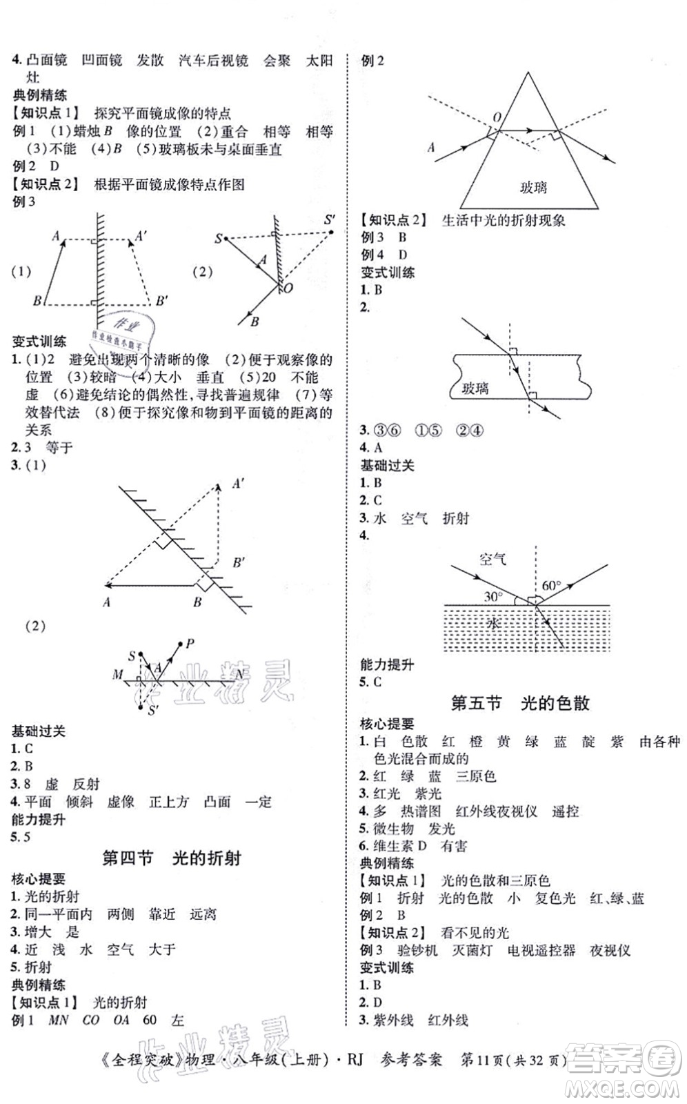 延邊大學(xué)出版社2021思而優(yōu)教育全程突破八年級物理上冊R人教版答案