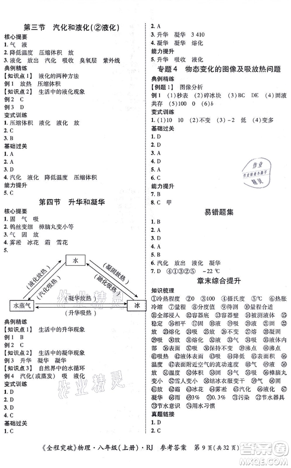 延邊大學(xué)出版社2021思而優(yōu)教育全程突破八年級物理上冊R人教版答案