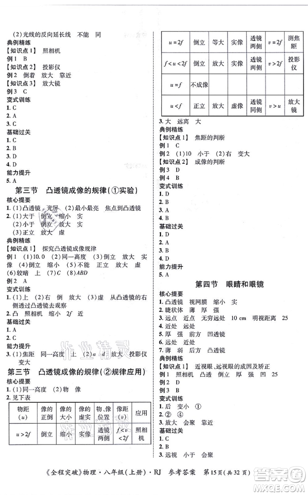 延邊大學(xué)出版社2021思而優(yōu)教育全程突破八年級物理上冊R人教版答案