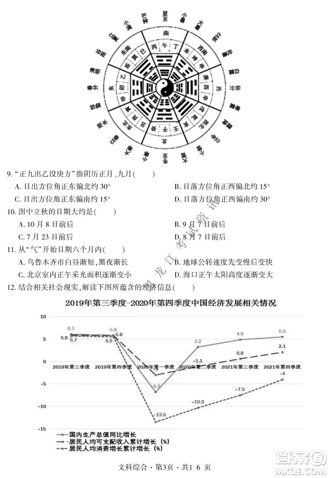 四省八校2022屆高三第一學(xué)期期中質(zhì)量檢測考試文科綜合試題及答案