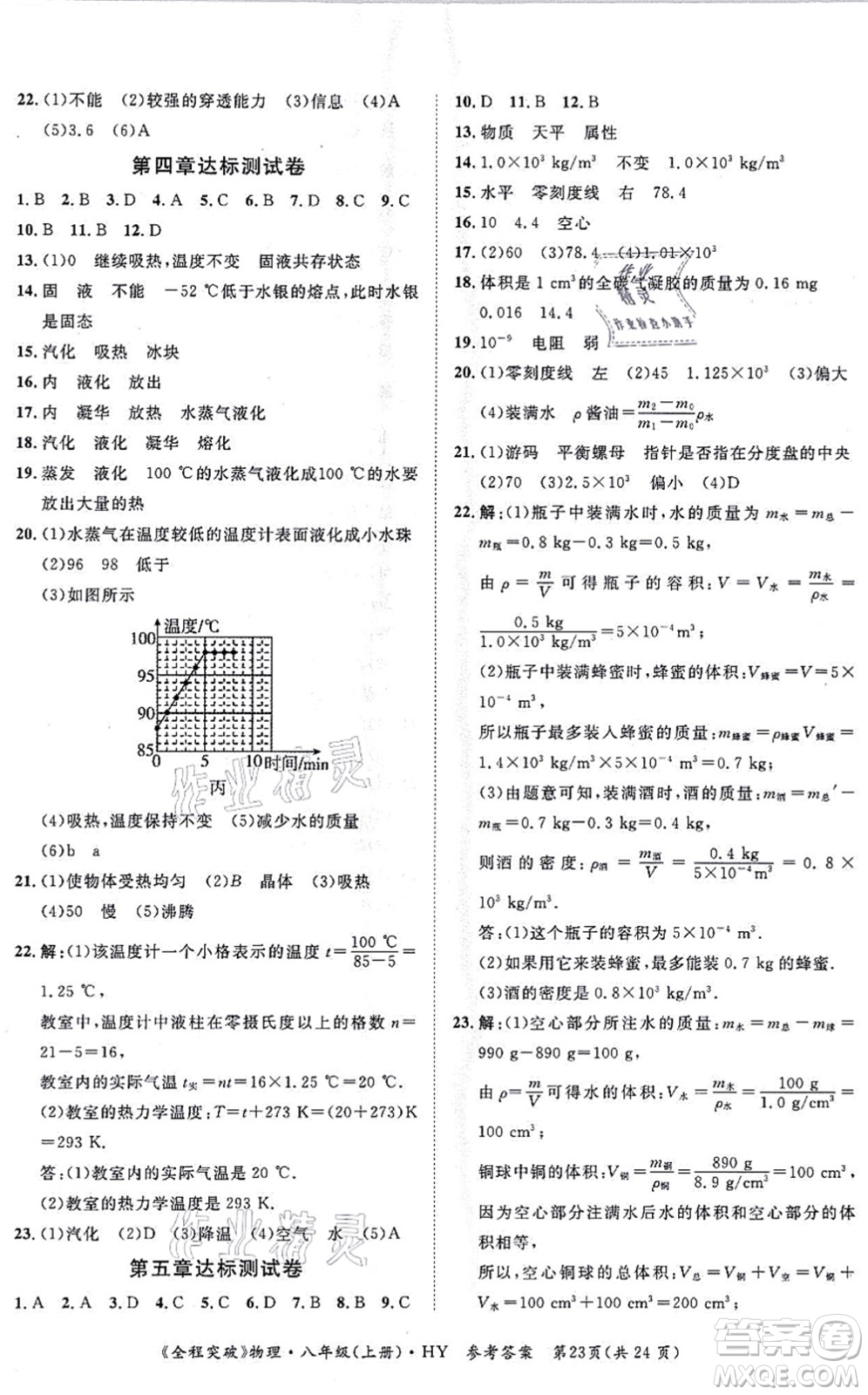 延邊大學(xué)出版社2021思而優(yōu)教育全程突破八年級(jí)物理上冊(cè)HY滬粵版答案