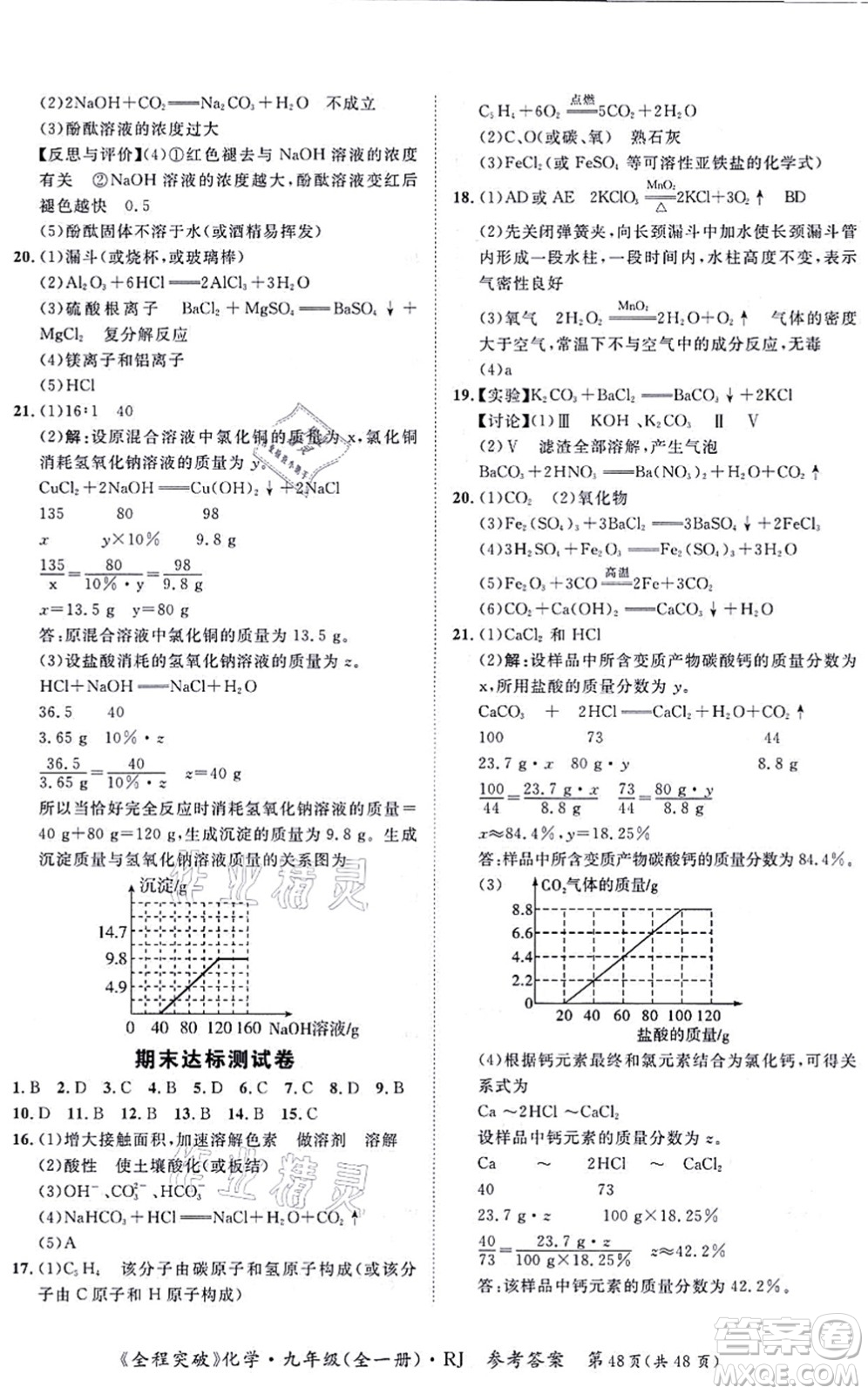 延邊大學(xué)出版社2021思而優(yōu)教育全程突破九年級化學(xué)全一冊R人教版答案