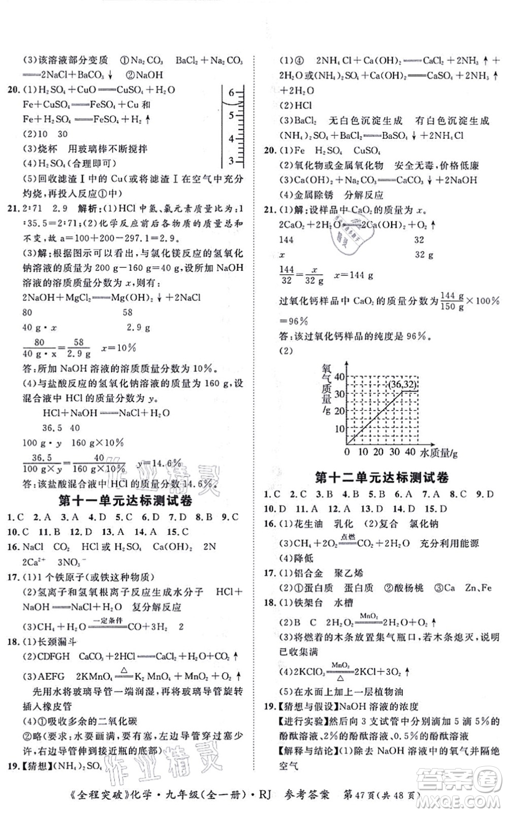 延邊大學(xué)出版社2021思而優(yōu)教育全程突破九年級化學(xué)全一冊R人教版答案