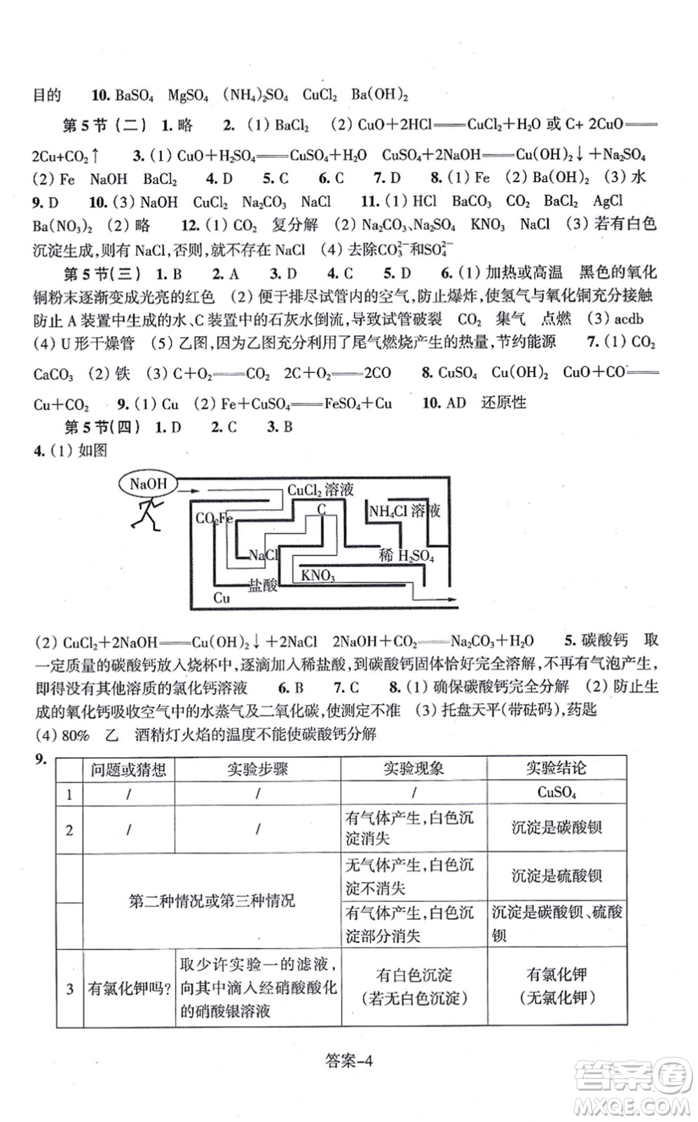 浙江少年兒童出版社2021每課一練九年級科學(xué)上冊ZH浙教版答案