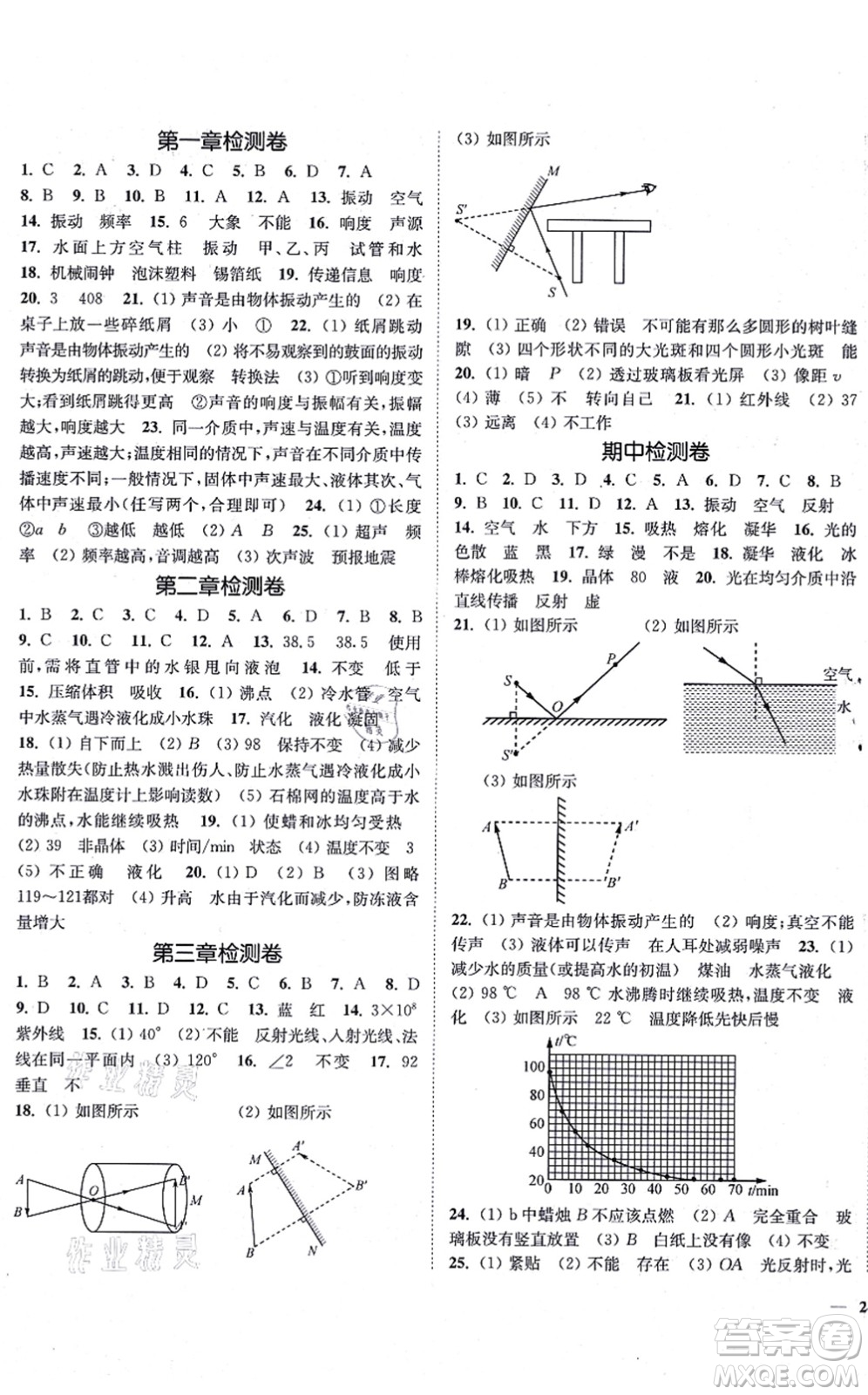 延邊大學(xué)出版社2021學(xué)霸作業(yè)本八年級(jí)物理上冊(cè)蘇科版答案