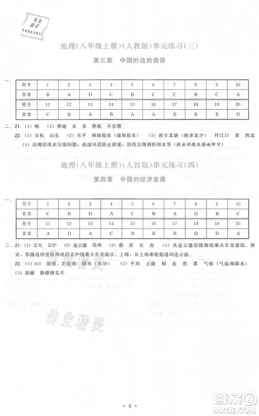 福建人民出版社2021頂尖課課練八年級地理上冊人教版答案