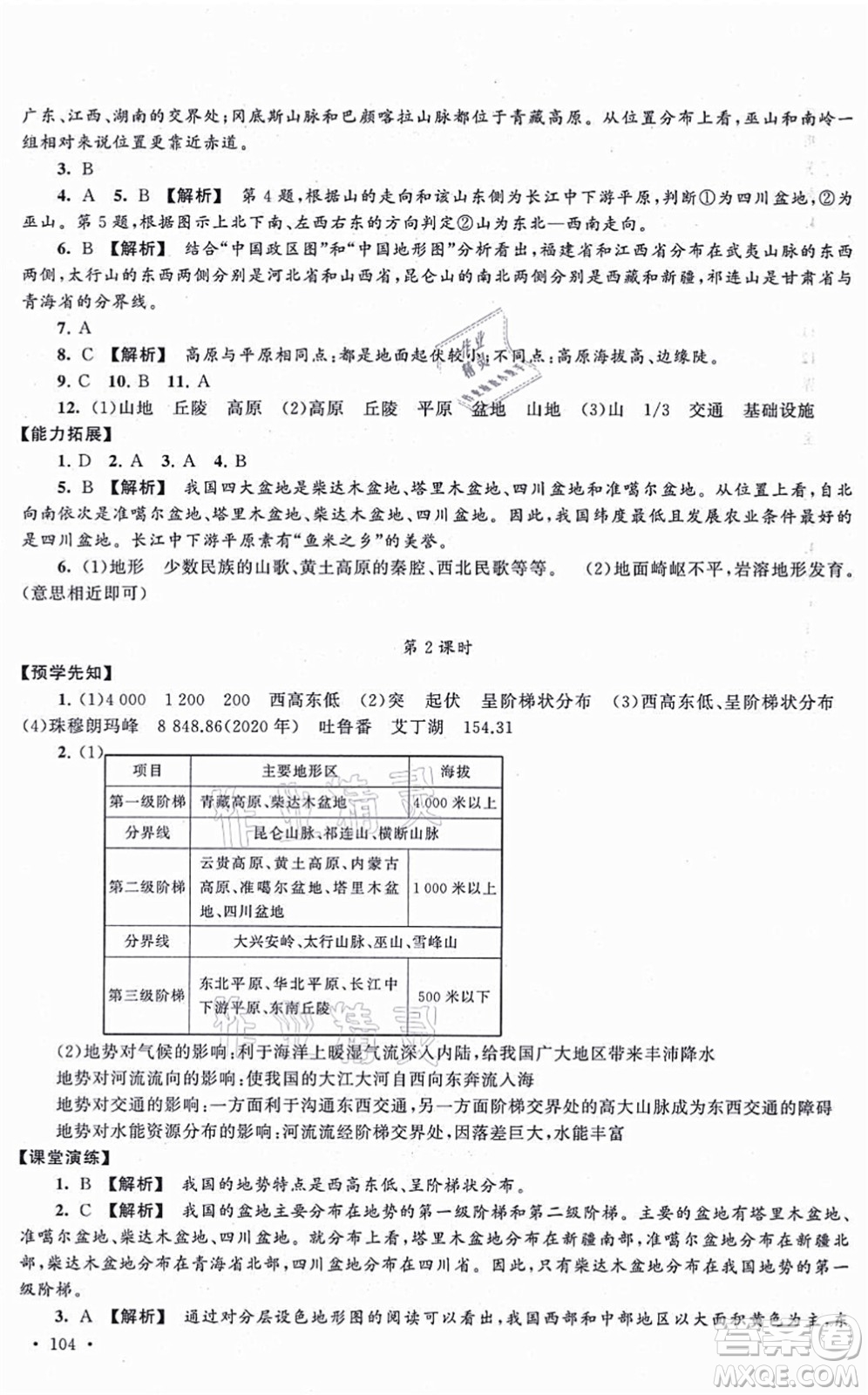 吉林出版集團(tuán)股份有限公司2021自主學(xué)習(xí)當(dāng)堂反饋八年級(jí)地理上冊(cè)人教版答案