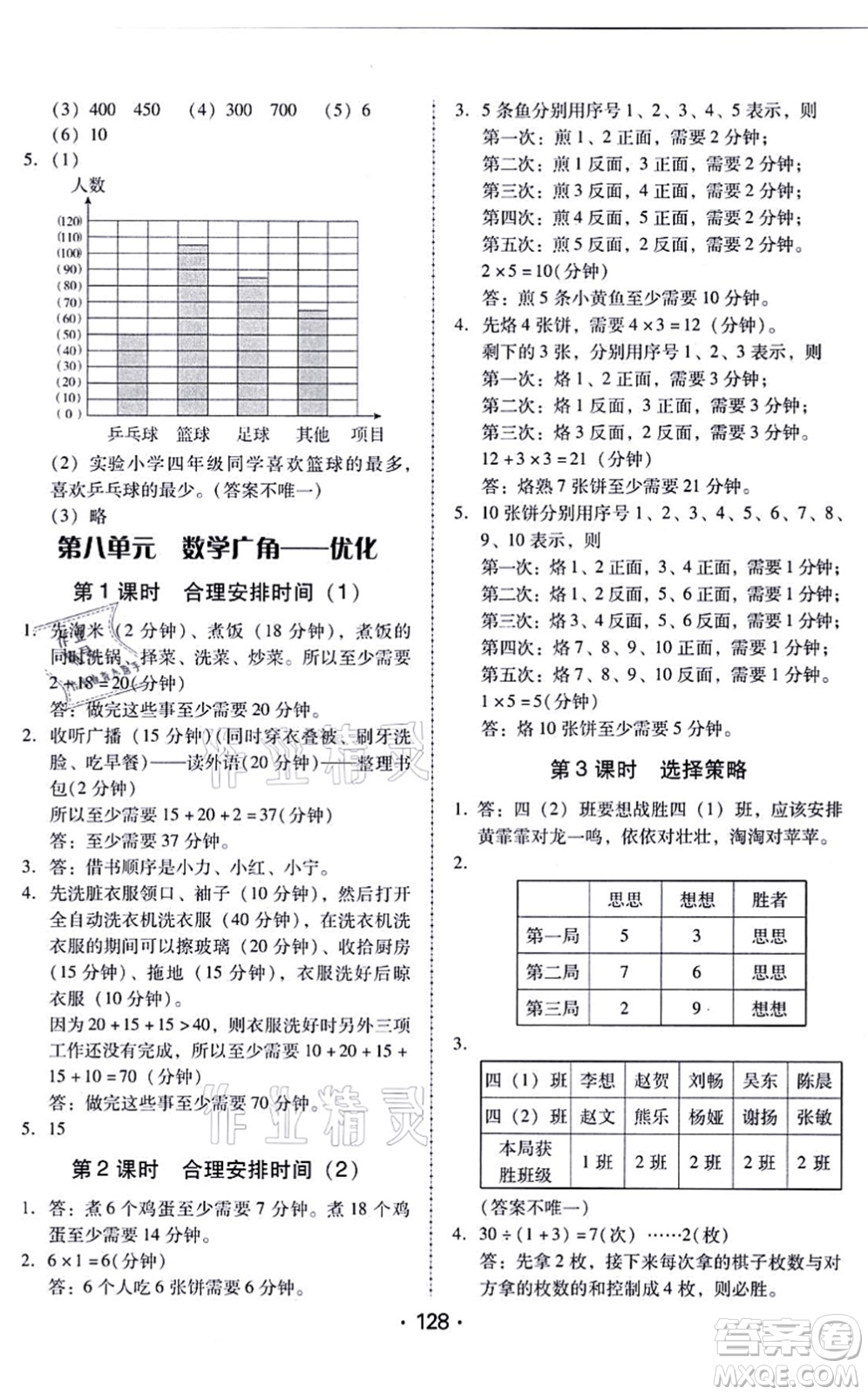 廣東人民出版社2021完美學(xué)案四年級數(shù)學(xué)上冊人教版答案