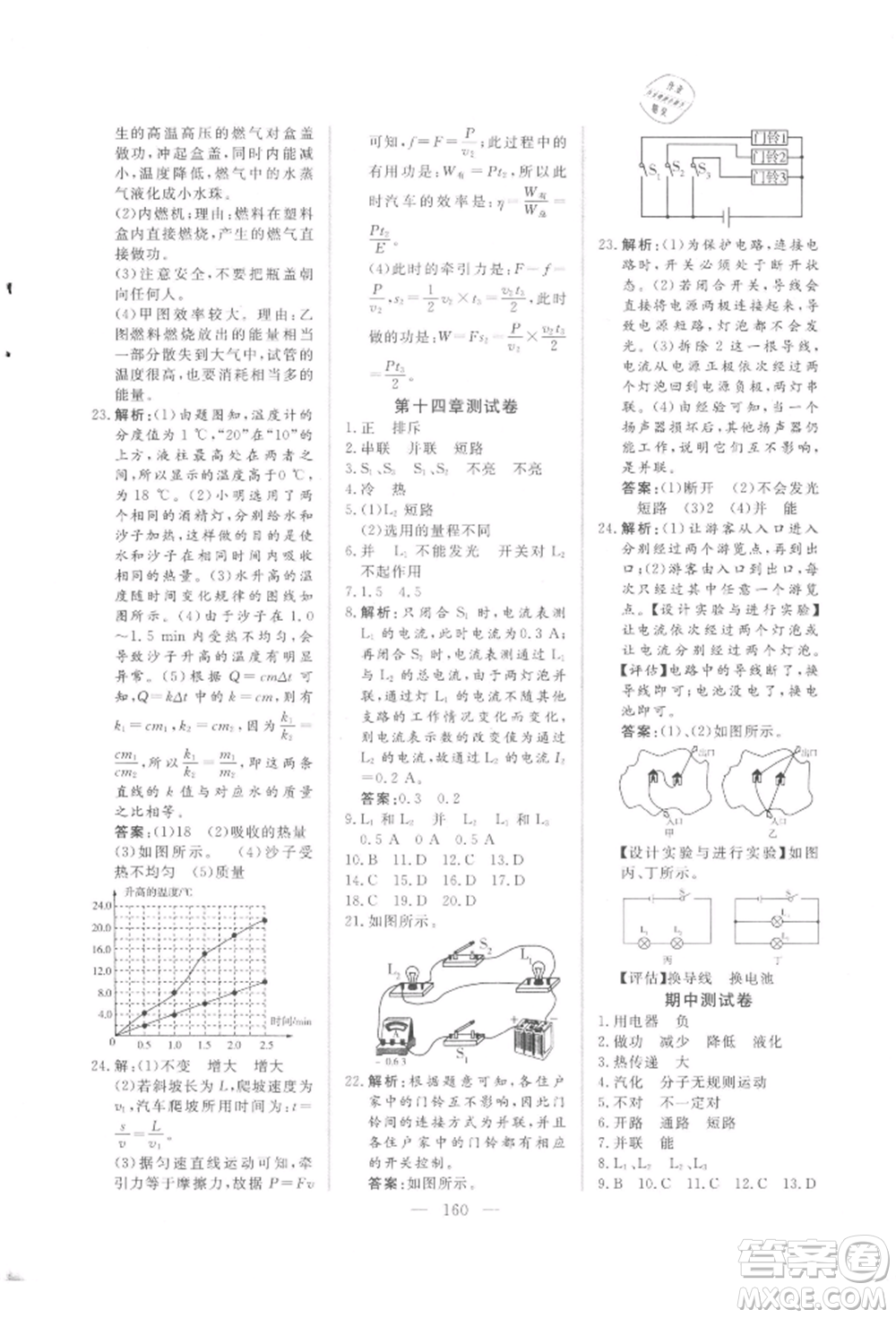 吉林大學(xué)出版社2021新起點(diǎn)作業(yè)本九年級(jí)物理上冊(cè)滬科版參考答案