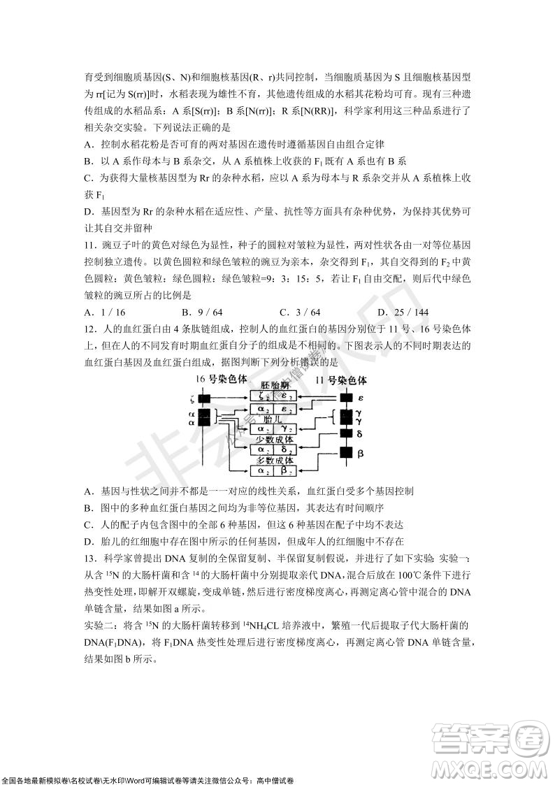 山東青島2021-2022學(xué)年度第一學(xué)期教學(xué)質(zhì)量檢測高三生物試題及答案