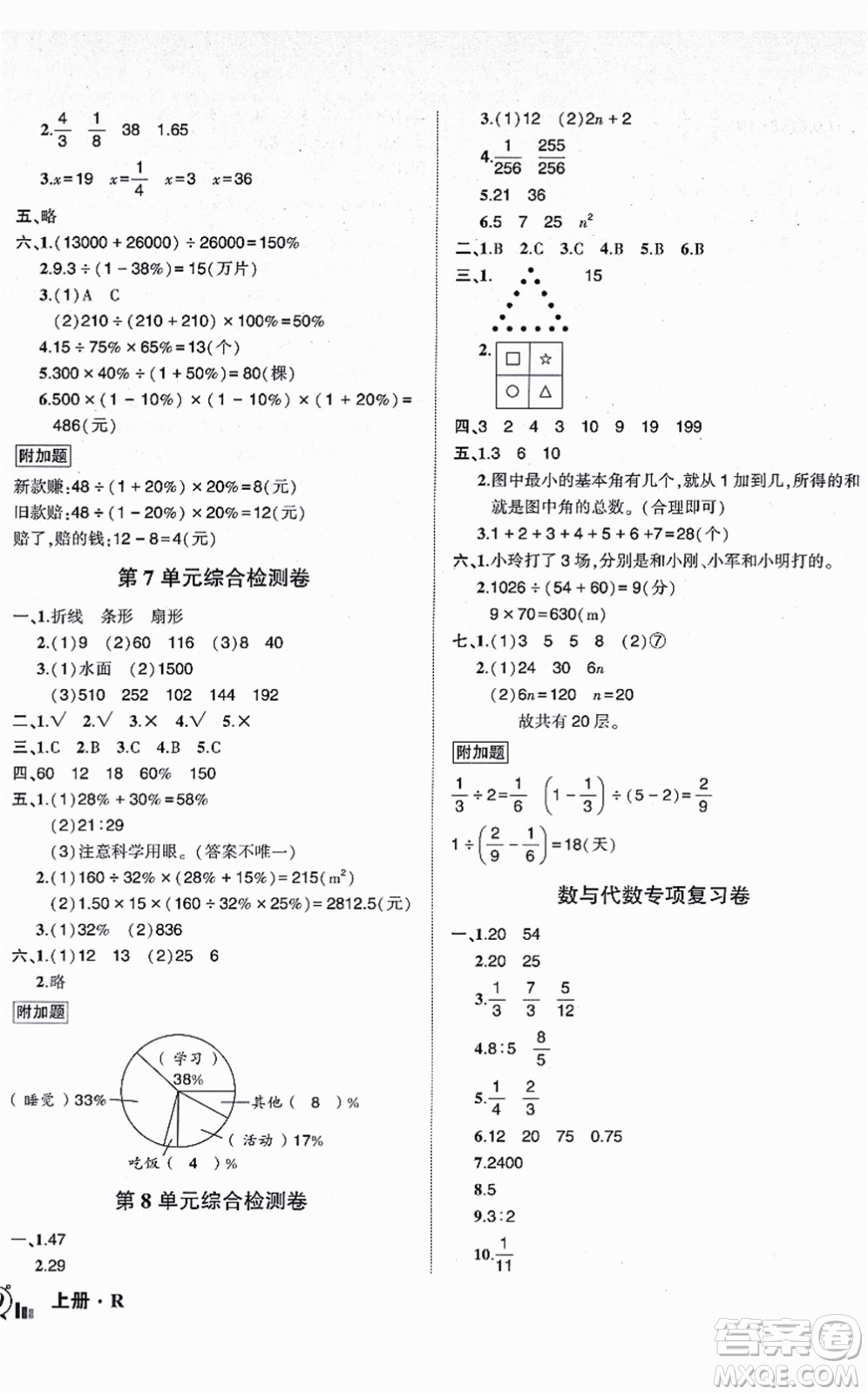 吉林教育出版社2021狀元成才路創(chuàng)新名卷六年級(jí)數(shù)學(xué)上冊(cè)R人教版答案