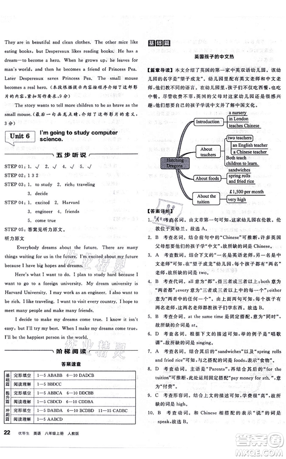 陽光出版社2021練就優(yōu)等生八年級英語上冊RJ人教版答案