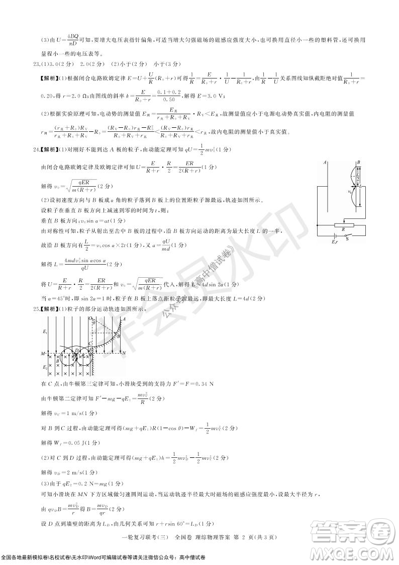 2022屆百師聯(lián)盟高三一輪復(fù)習(xí)聯(lián)考三全國卷理科綜合試題及答案