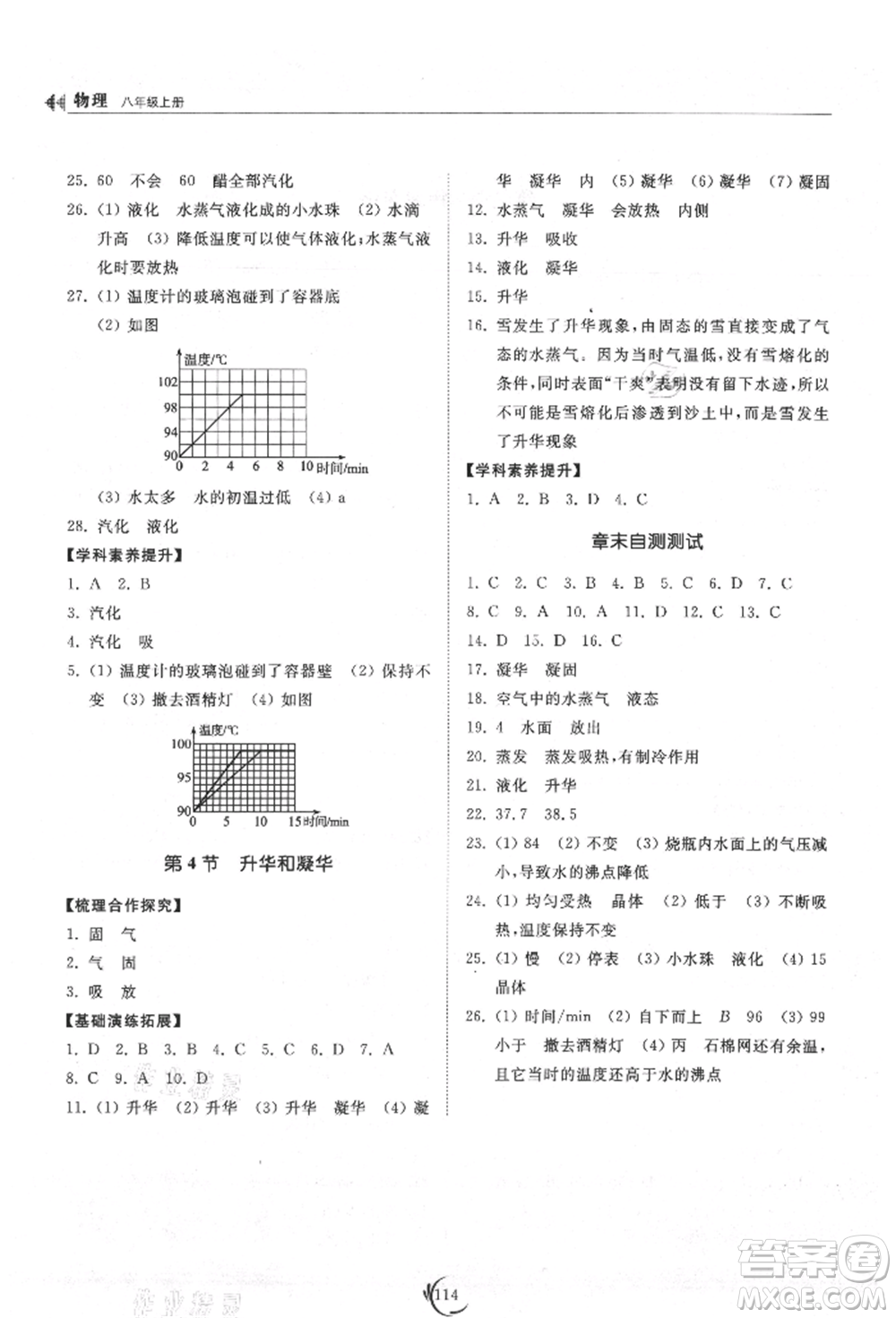 山東科學(xué)技術(shù)出版社2021初中同步練習(xí)冊八年級物理上冊人教版參考答案