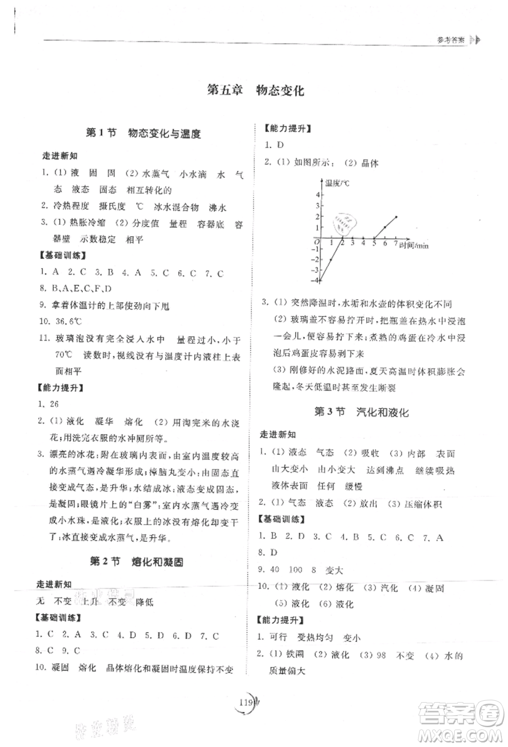 山東科學(xué)技術(shù)出版社2021初中同步練習(xí)冊八年級物理上冊教科版參考答案