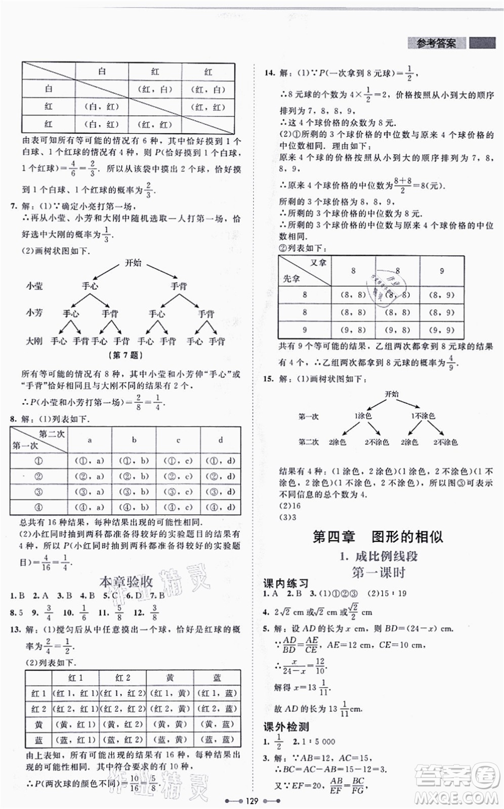 北京師范大學(xué)出版社2021伴你學(xué)九年級數(shù)學(xué)上冊北師大版答案