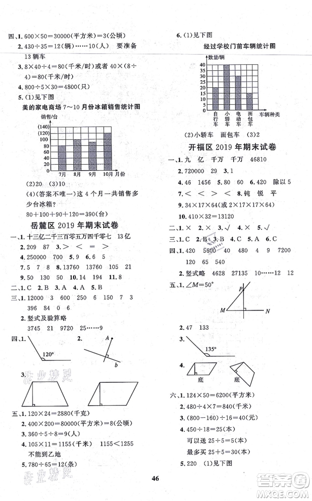 濟(jì)南出版社2021黃岡360度定制課時四年級數(shù)學(xué)上冊RJ人教版湖南專版答案