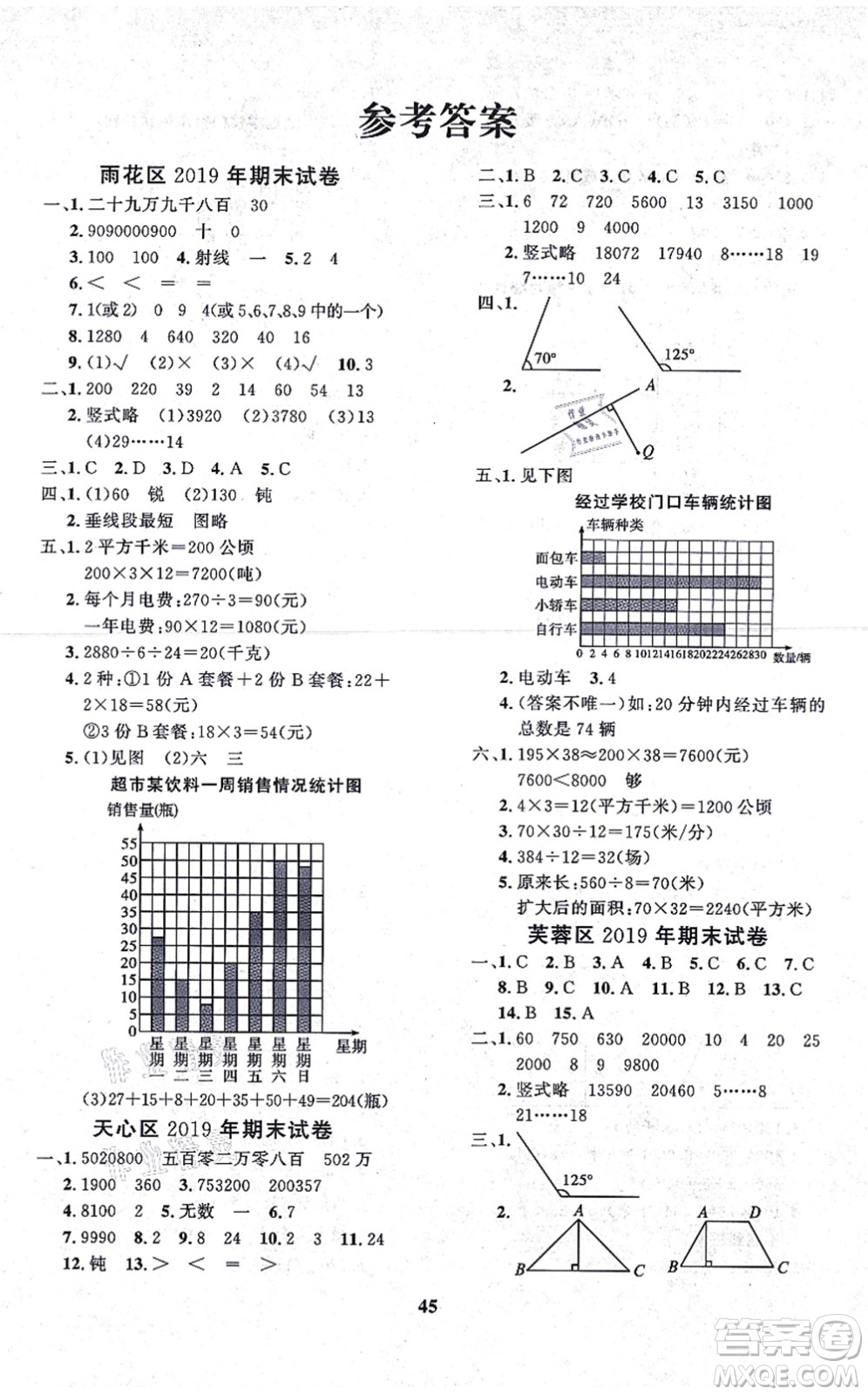 濟(jì)南出版社2021黃岡360度定制課時四年級數(shù)學(xué)上冊RJ人教版湖南專版答案