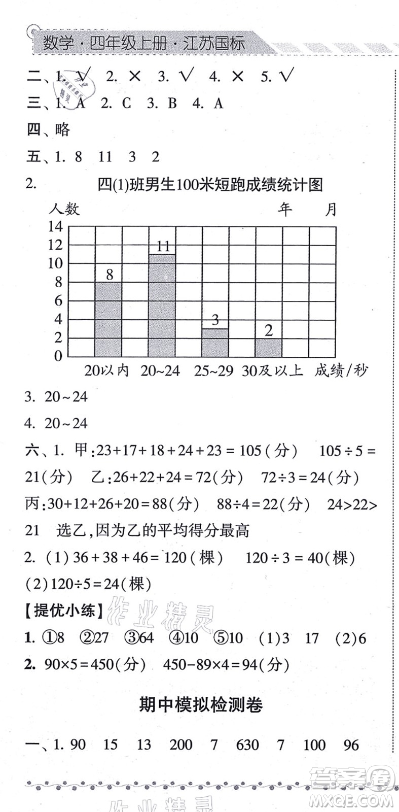 寧夏人民教育出版社2021經綸學典課時作業(yè)四年級數(shù)學上冊江蘇國標版答案