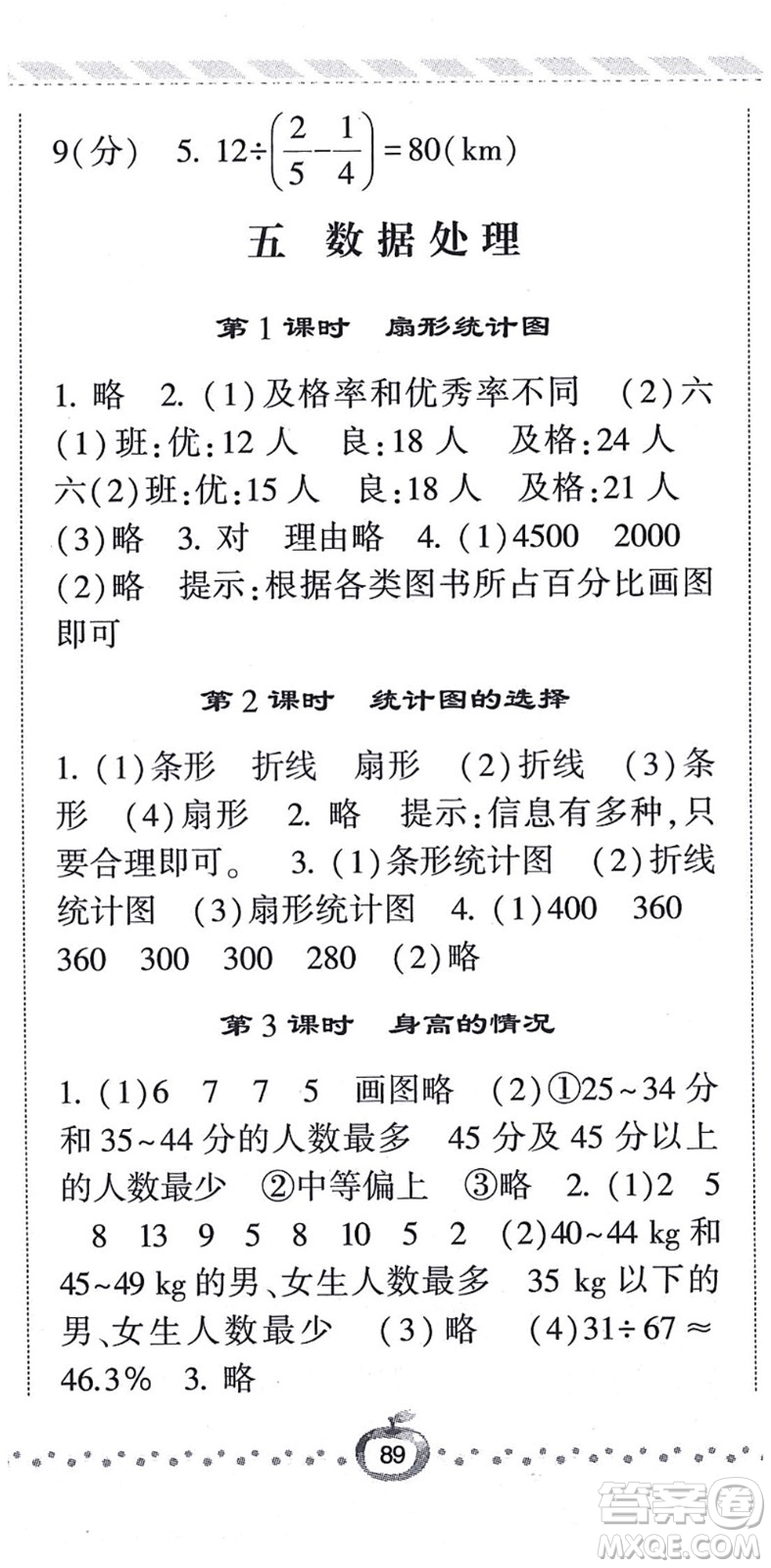 寧夏人民教育出版社2021經(jīng)綸學典課時作業(yè)六年級數(shù)學上冊BS北師版答案