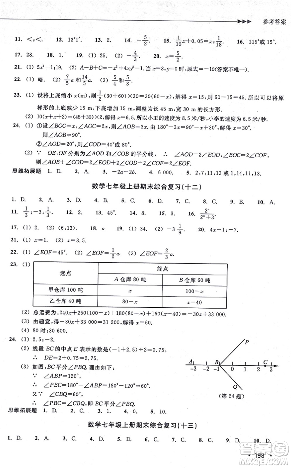 浙江教育出版社2021分層課課練七年級數(shù)學上冊ZH浙教版答案