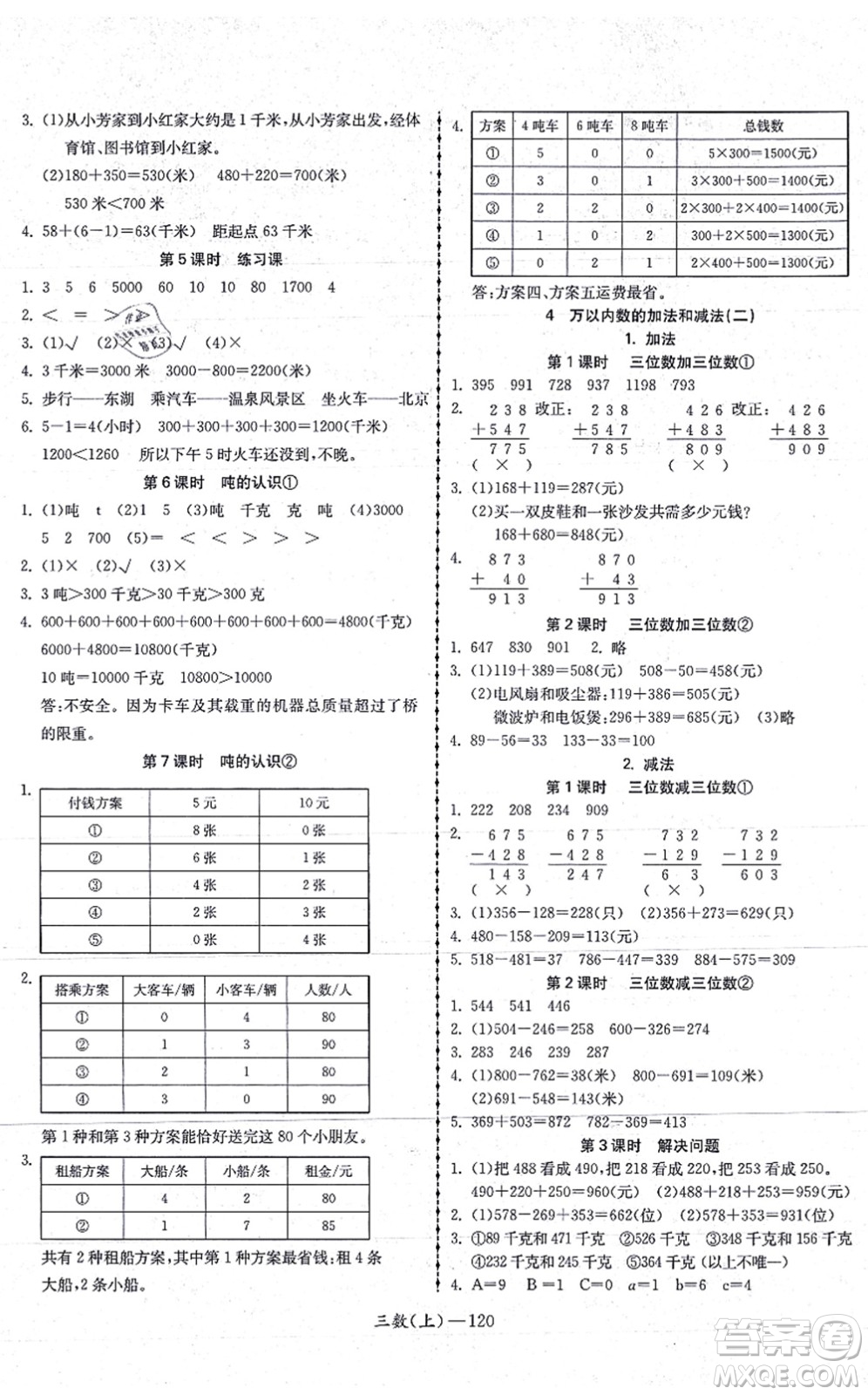 北方婦女兒童出版社2021小學(xué)數(shù)學(xué)學(xué)習(xí)好幫手三年級(jí)上冊(cè)人教版答案