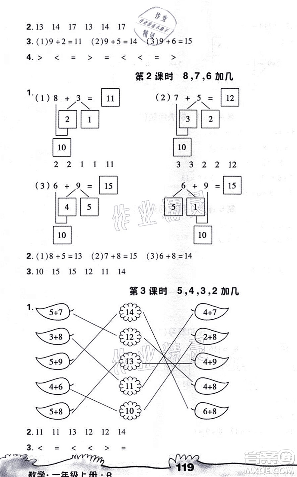 海南出版社2021千里馬隨堂小練10分鐘一年級(jí)數(shù)學(xué)上冊R人教版答案