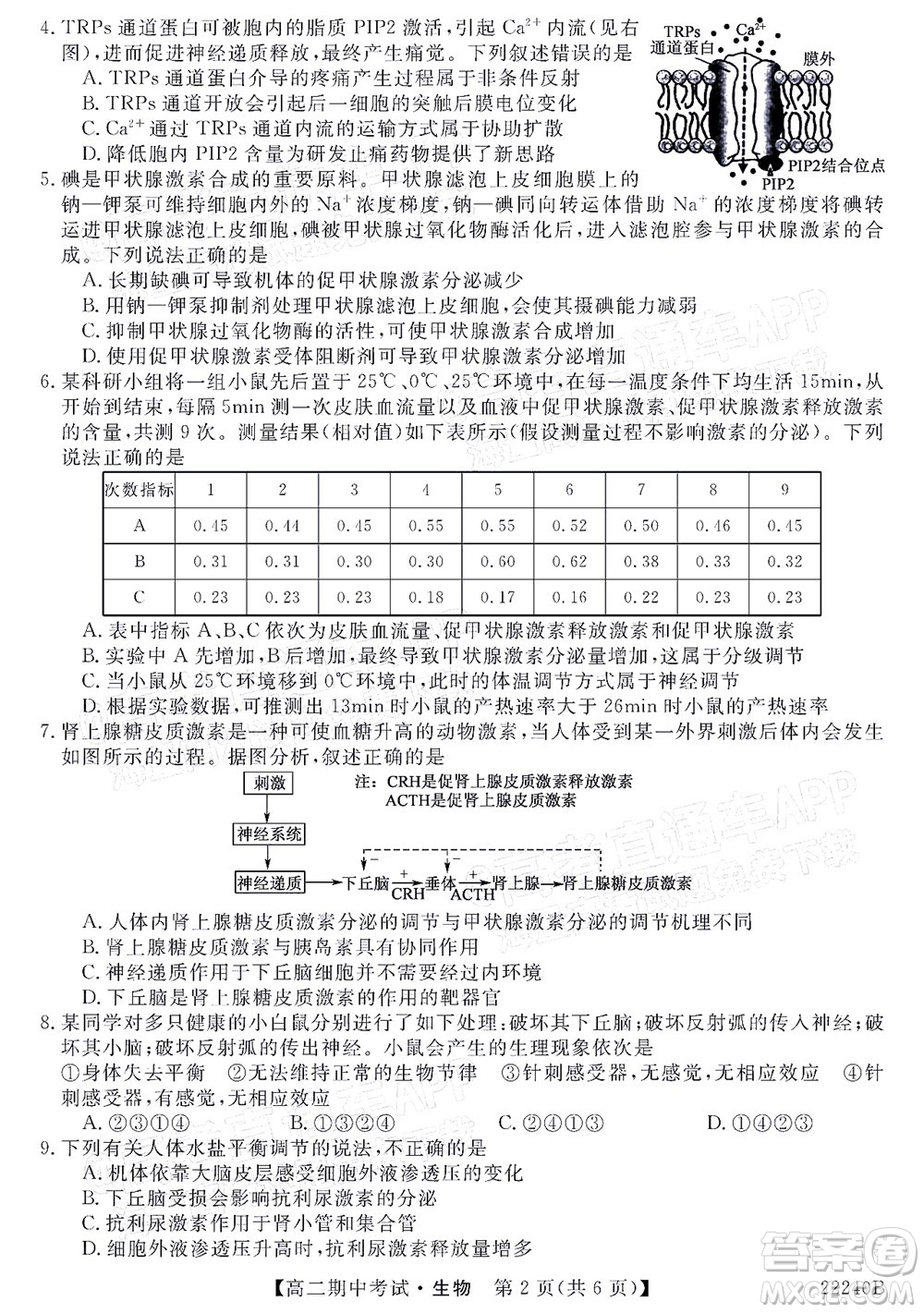 河南頂尖名校聯(lián)盟2021-2022學年高二上學期期中考試生物試題及答案