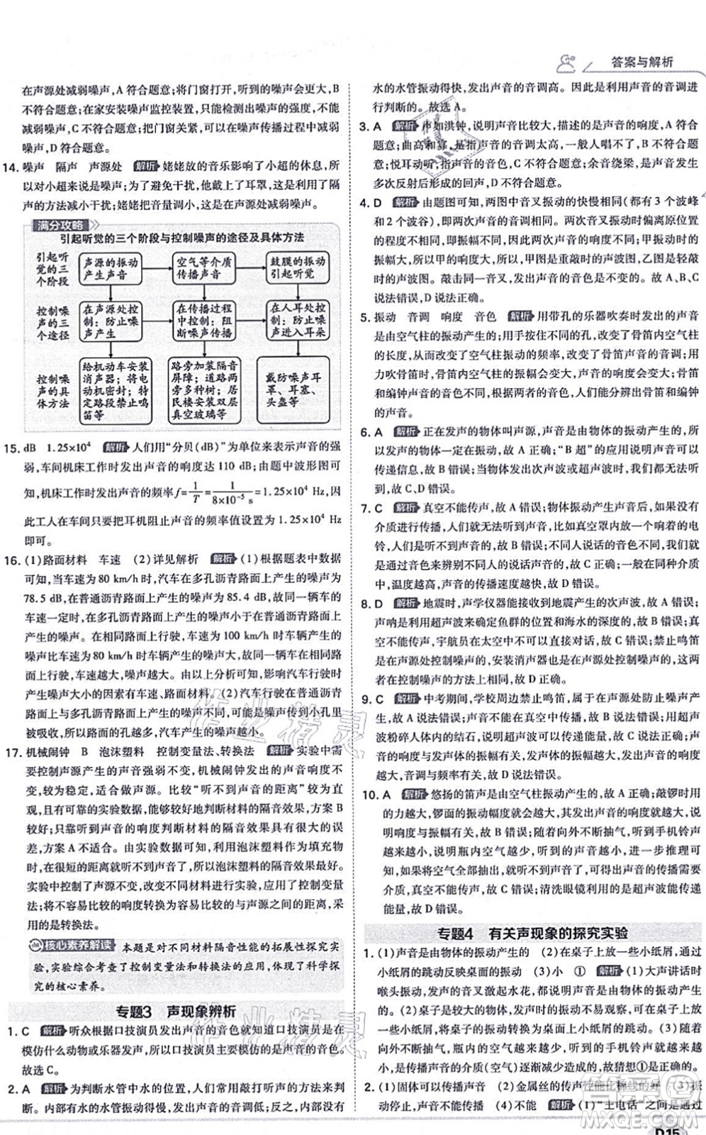 開明出版社2021少年班八年級物理上冊RJ人教版答案