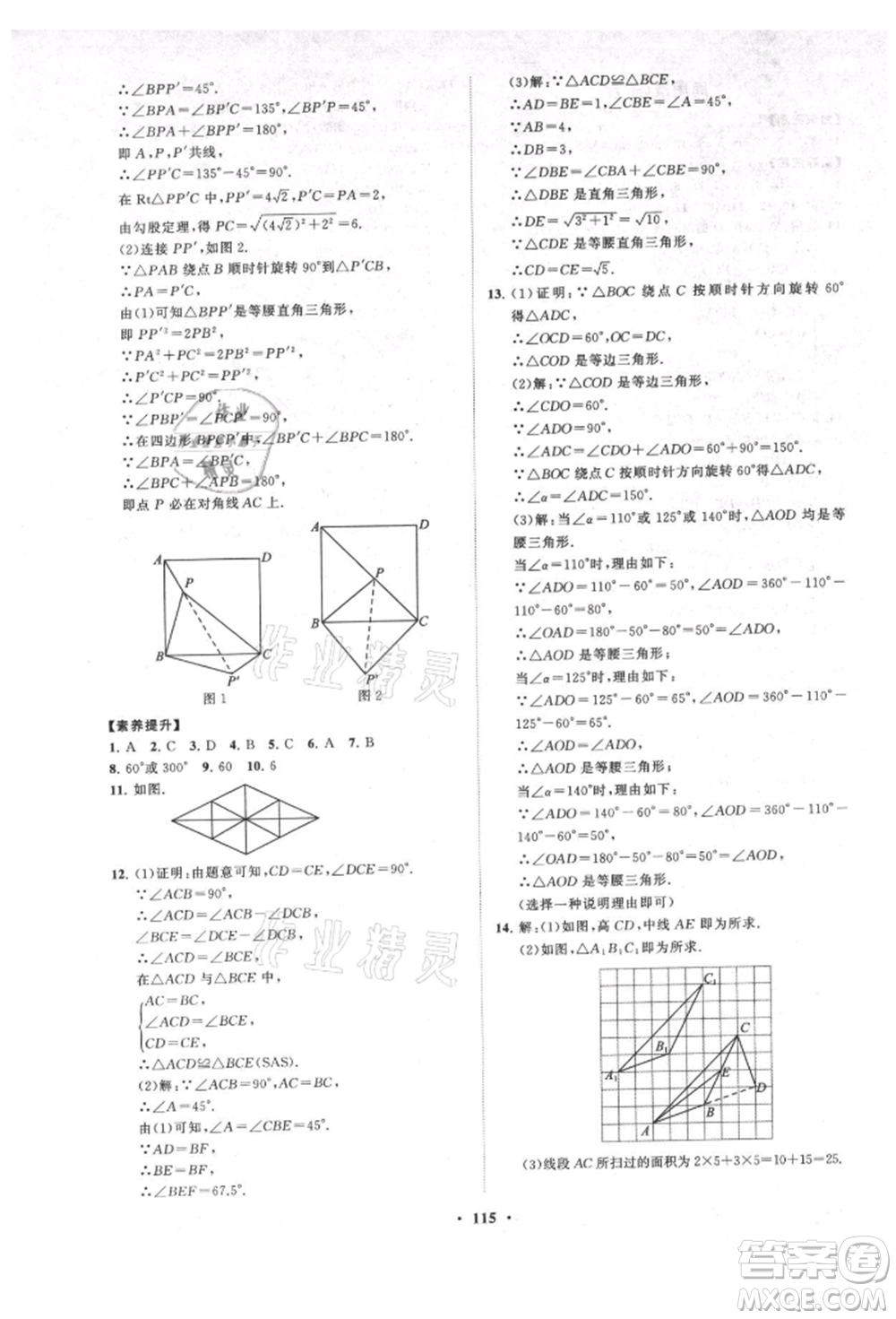 山東教育出版社2021初中同步練習冊分層卷五四制八年級數(shù)學上冊魯教版參考答案