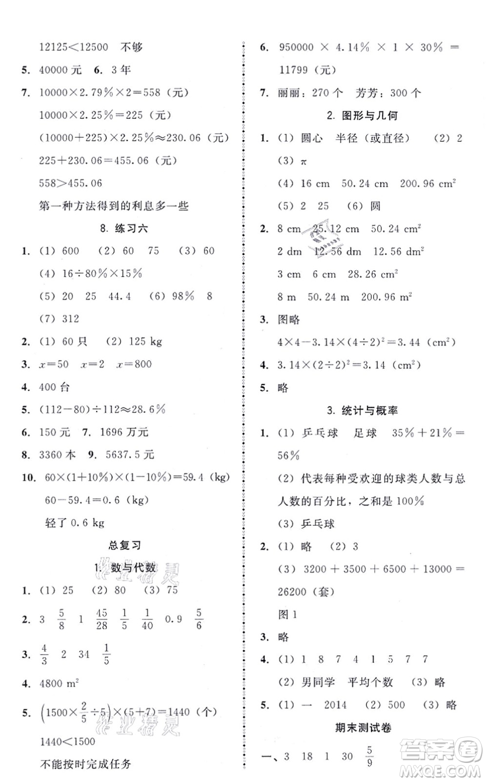 北京師范大學(xué)出版社2021課內(nèi)課外直通車六年級(jí)數(shù)學(xué)上冊(cè)北師大版答案