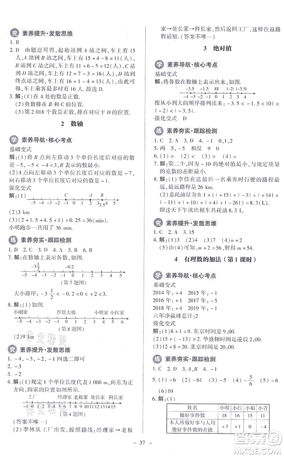 北京師范大學(xué)出版社2021課內(nèi)課外直通車七年級數(shù)學(xué)上冊北師大版答案