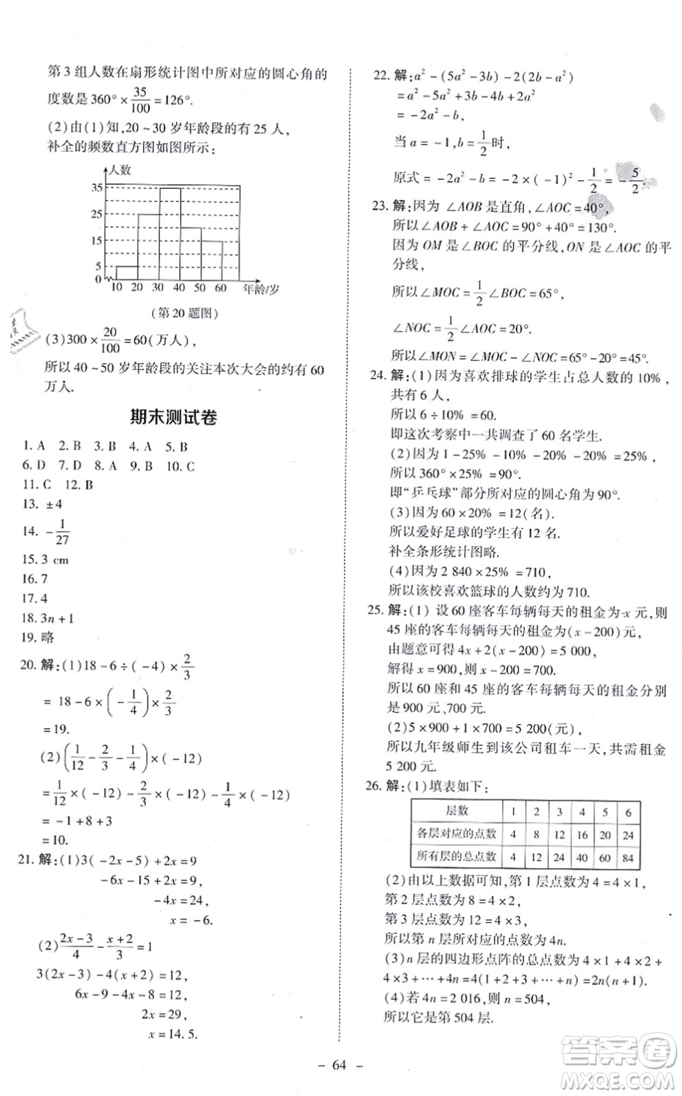 北京師范大學(xué)出版社2021課內(nèi)課外直通車七年級數(shù)學(xué)上冊北師大版答案