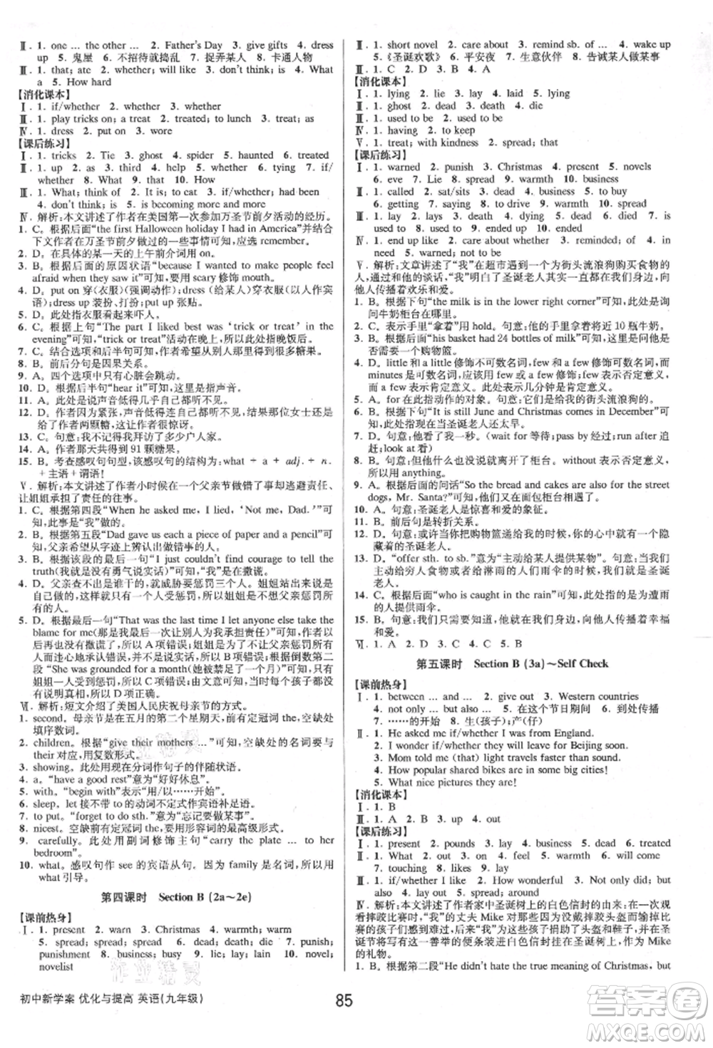 天津科學(xué)技術(shù)出版社2021初中新學(xué)案優(yōu)化與提高九年級英語練習(xí)本人教版參考答案